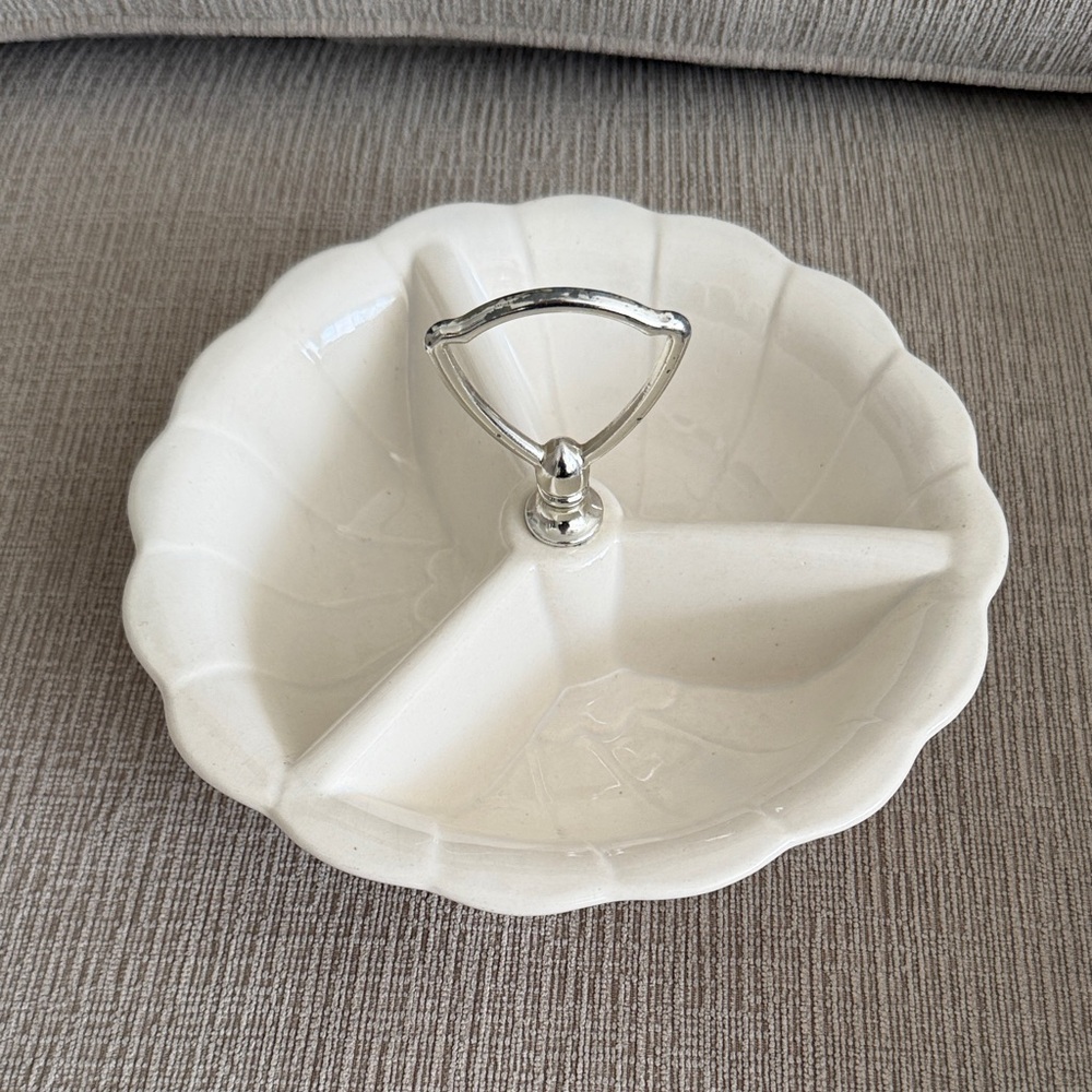 MCM California Pottery Round Divided Serving Tray